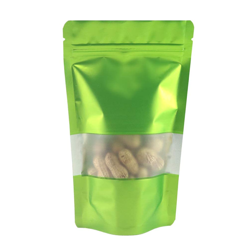 DEERA Lime Green Matt Finish Ziplock Pouch with Window