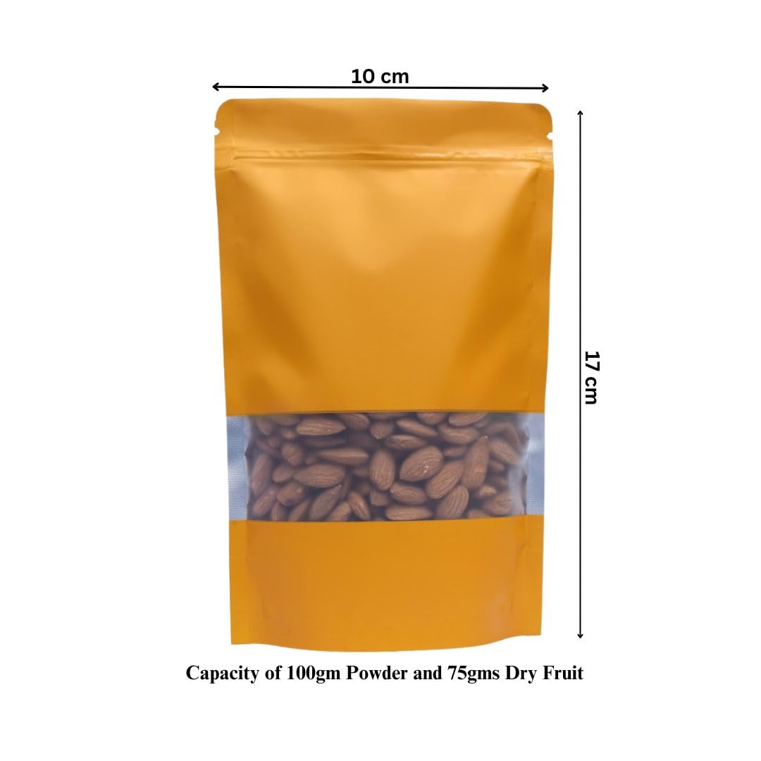 DEERA Orange Matt Finish Ziplock Pouch with Window