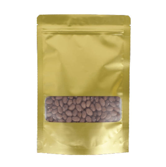 DEERA Gold Matte Finish Stand-Up Ziplock Pouches with Window